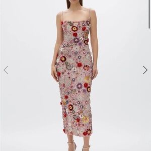 Floral Embellished Pink Dress